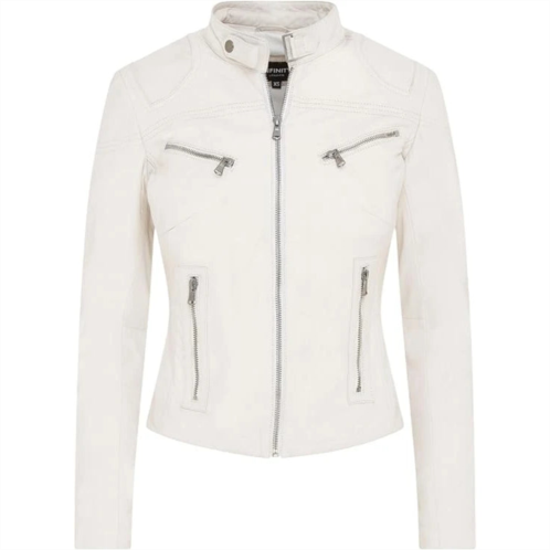 TruClothing real leather classic racer style slim fit biker jacket