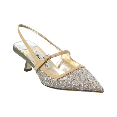 Jimmy Choo didi 45 glitter & leather slingback pump
