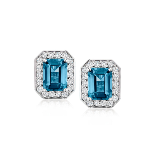 Ross-Simons london blue topaz earrings with . lab-grown diamonds in sterling silver