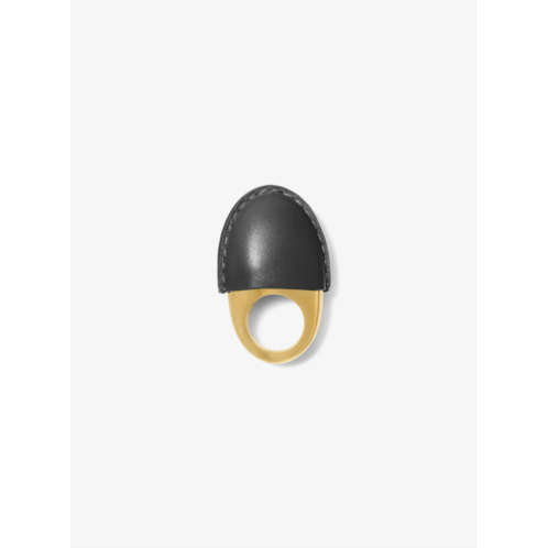 Michael Kors leather-wrapped 24k-gold-plated brass dome ring