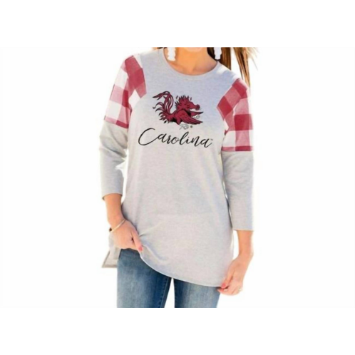 Gameday Couture university of south carolina get in check tunic in grey/red