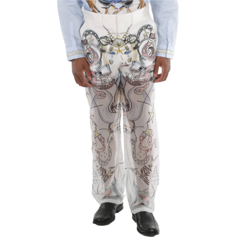 Burberry marine sketch print layered silk trousers