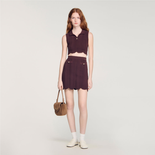 Sandro mini decorative knit skirt