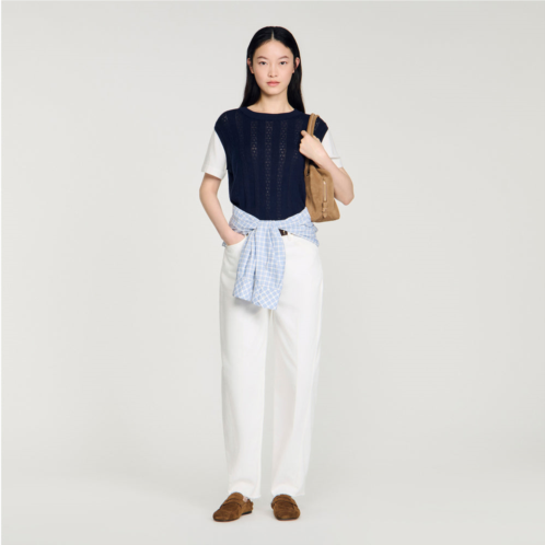 Sandro pointelle knit sweater