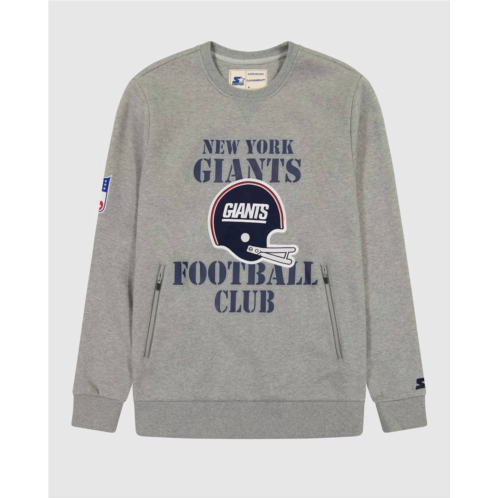 Starter mens new york giants crew neck sweatshirt with zip pockets in heather grey