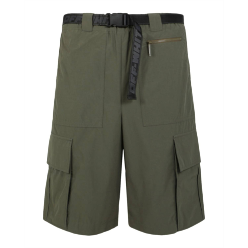 Off-White mens industrial belt cargo shorts in green