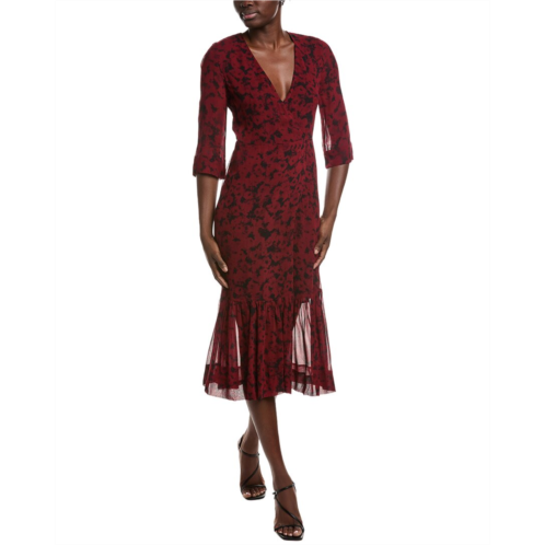 GANNI printed light georgette wrap midi dress