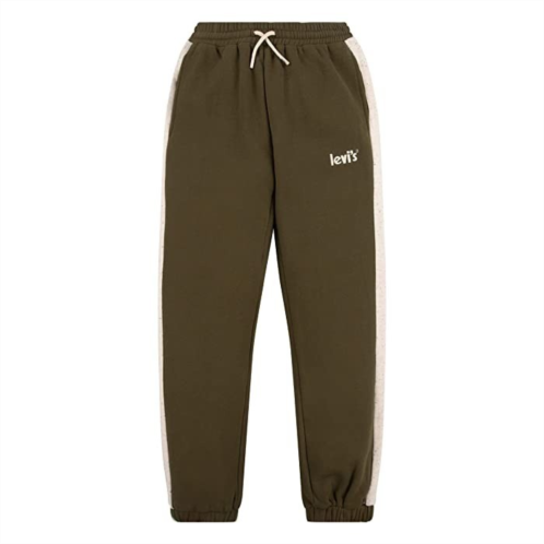 Levi big kids soft knit jogger pants dark olive drawstring waist red13