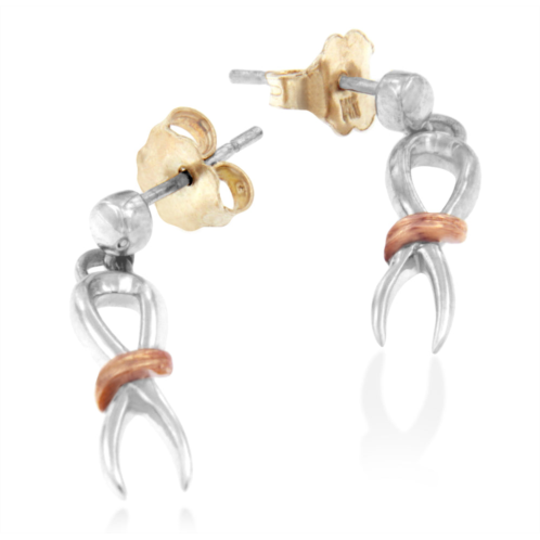 Haus of Brilliance 10k two-toned gold flash plated .925 sterling silver awareness ribbon dangle earrings