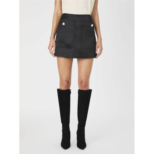 FRENCH CONNECTION carey satin embellished skirt in black