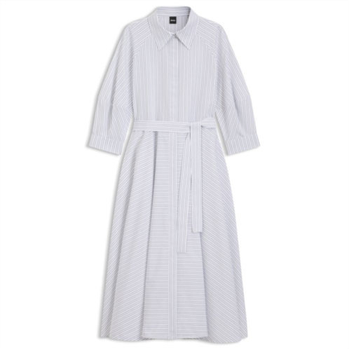 BOSS shirt dress in striped cotton poplin