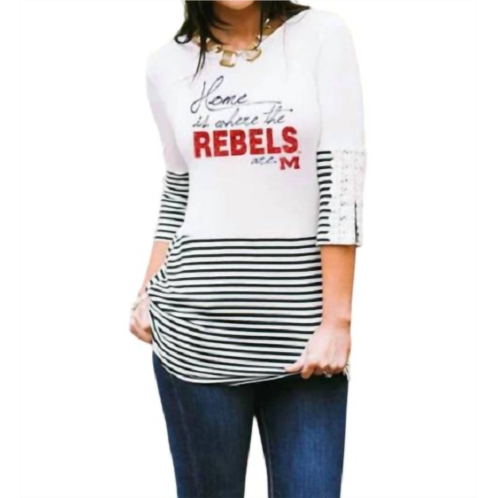 Gameday Couture ole miss button-lace top in white