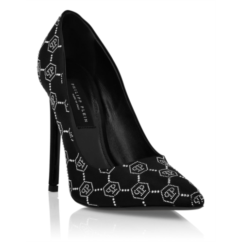 PHILIPP PLEIN satin decollete hi-heels strass monogram