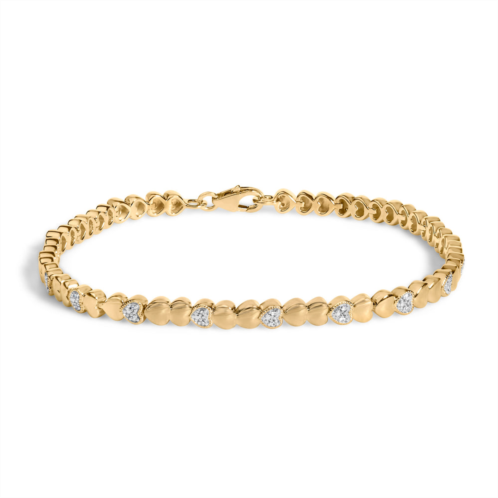 Haus of Brilliance gold vermeil .925 sterling silver 1/7 cttw diamond puff heart bangle bracelet