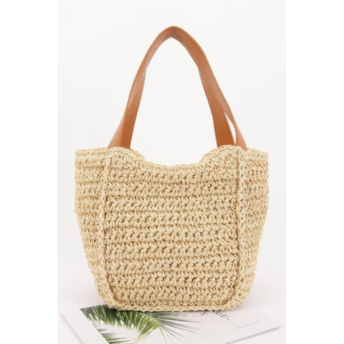 FASHNZFAB faux straw ribbon tote bag