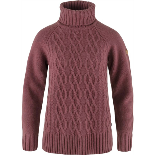 Fjallraven womens cable knit roller neck sweater in mesa purple