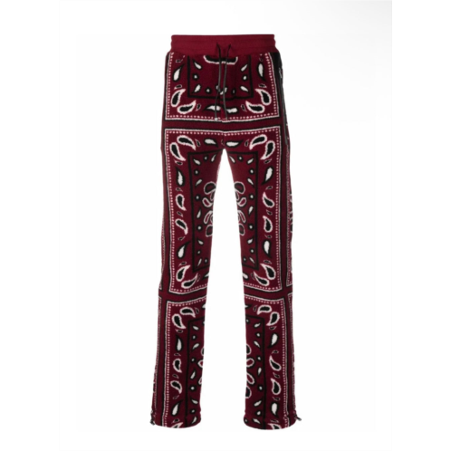 Amiri printed bandana fleece pants- red / black
