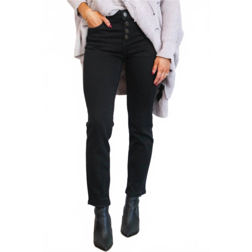 RISEN jackson 4 button straight leg jeans in black