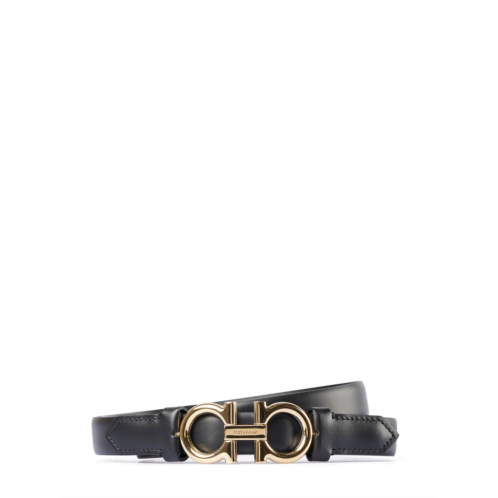 FERRAGAMO narrow leather belt with double gancini buckle