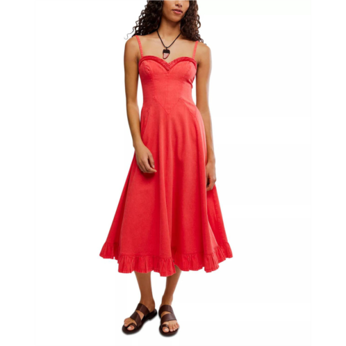 Free People coral midi dress in red