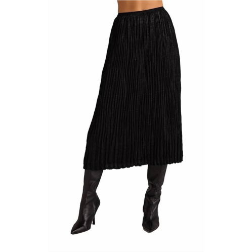 Bella Dahl variegated pleat midi skirt in black