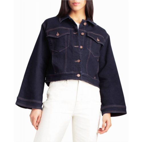 Nicole Miller lenox hill bell sleeve crop jacket in dark blue