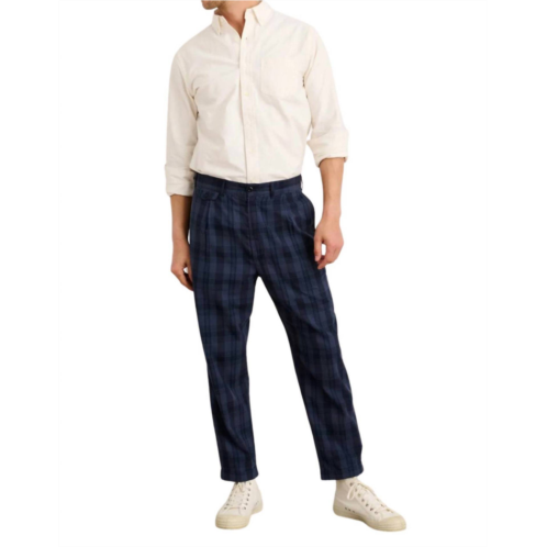 ALEX MILL standard pleated pant in navy madras