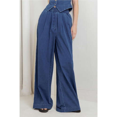 TRUEDAMES urban indigo french terry denim pants