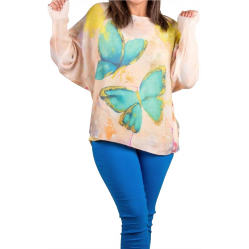 GIGI MODA daria batwing sweater with butterfly print in beige