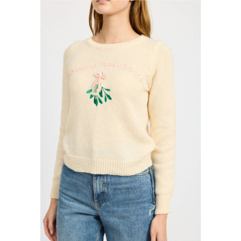 En Saison mistletoe crew sweater in cream