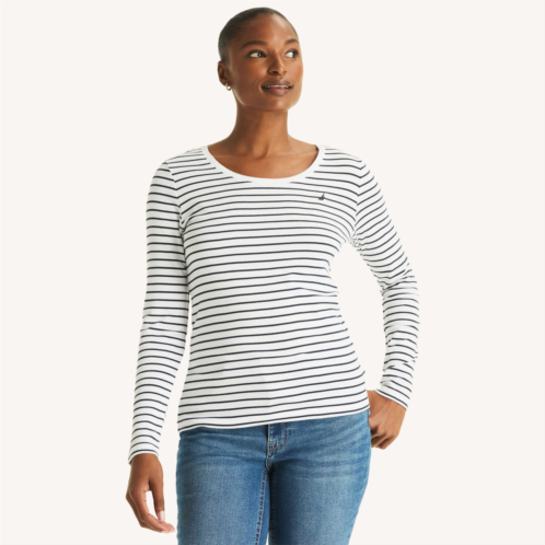Nautica womens striped scoop-neck long-sleeve t-shirt