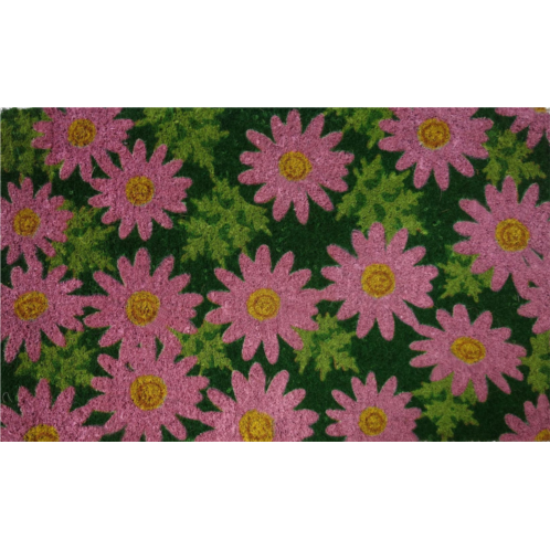 Imports Decor daisy flower coir doormat handwoven coconut fiber door mat with floral design for indoor outdoor use
