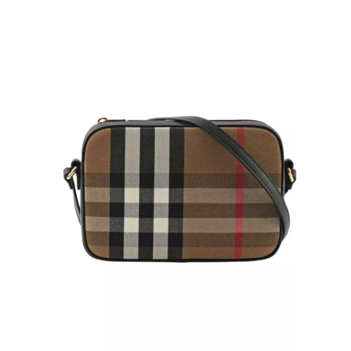 Burberry womens large canvas leather camera crossbody bag black