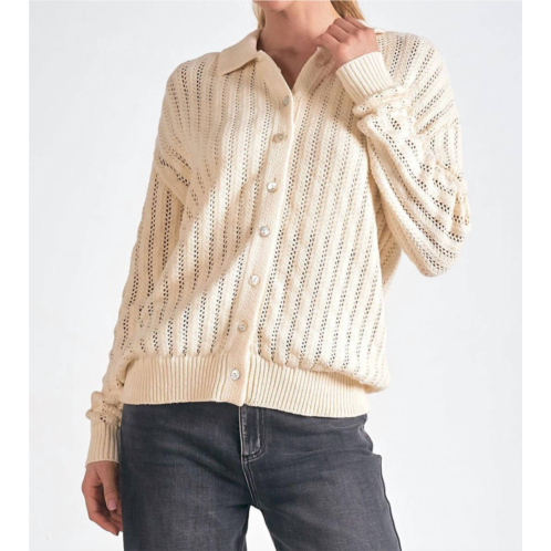 ELAN open knit sweater in beige