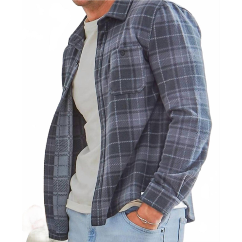 Simply Southern plaid brushed fleece shacket in blue