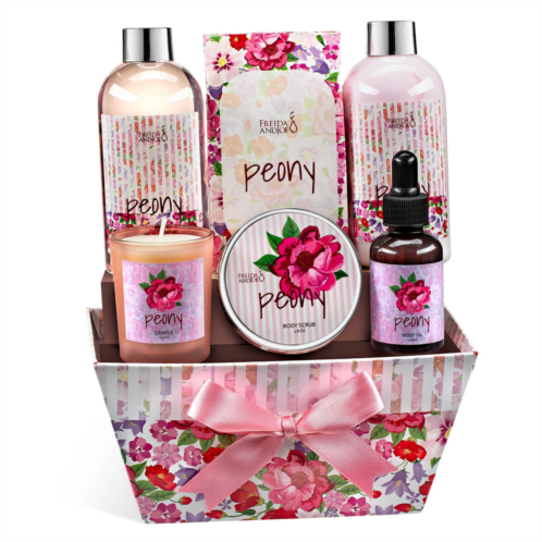 Freida and Joe peony floral spa basket