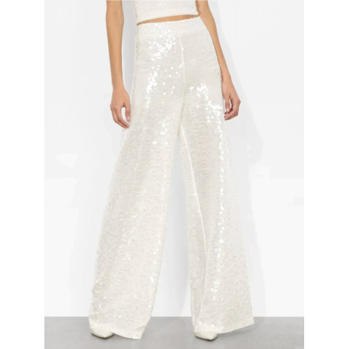 Alice olivia athena sequin pant in white