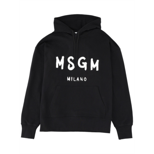 MSGM black logo cotton hoodie