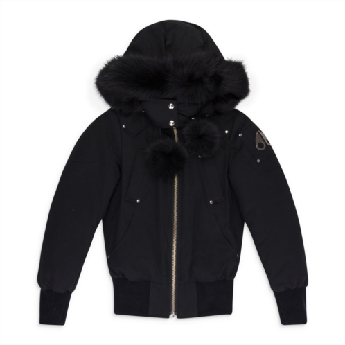 Moose Knuckles black debbie bomber