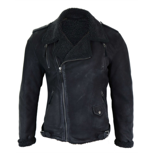 TruClothing cross zip leather biker jacket