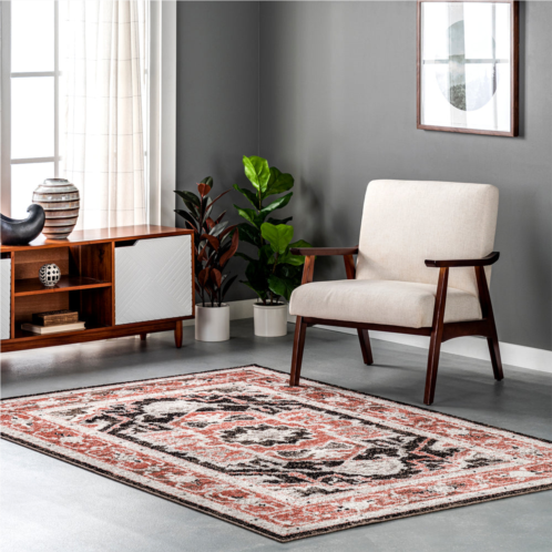 NuLOOM deanna distressed traditional medallion cotton blend area rug