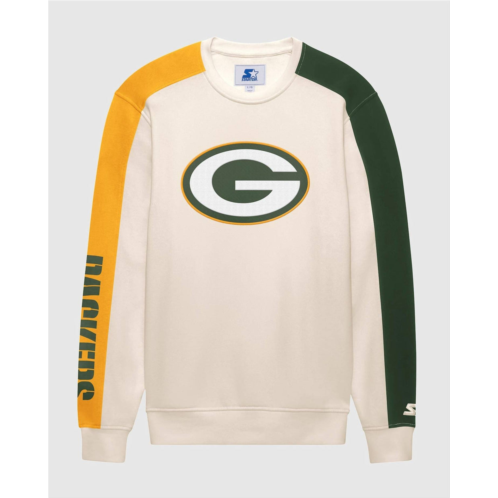 Starter mens green bay packers team crew long sleeve shirt in cream
