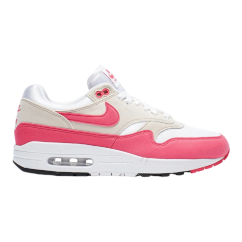 Nike air max 1 sneaker in white / aster pink suede women low-top