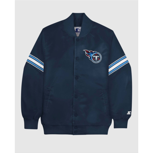Starter mens tennessee titans satin full-snap jacket in navy