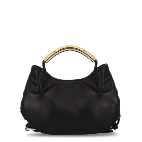 MOSCHINO black handle me leather curved handbag