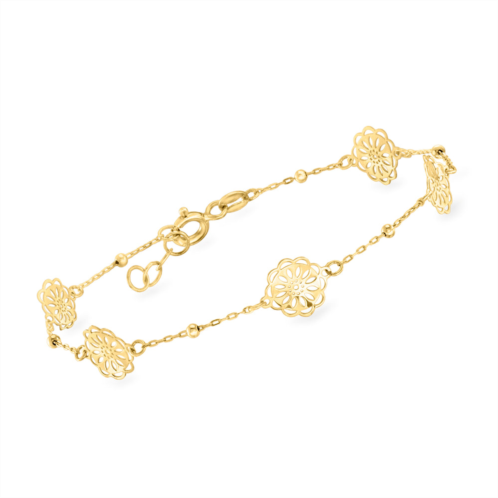 Canaria Fine Jewelry Canaria italian 10kt yellow gold flower station bracelet