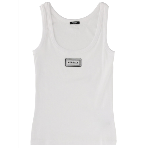 VERSACE logo cotton-blend scoop neck tank top