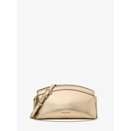 Michael Kors athena small metallic leather convertible clutch