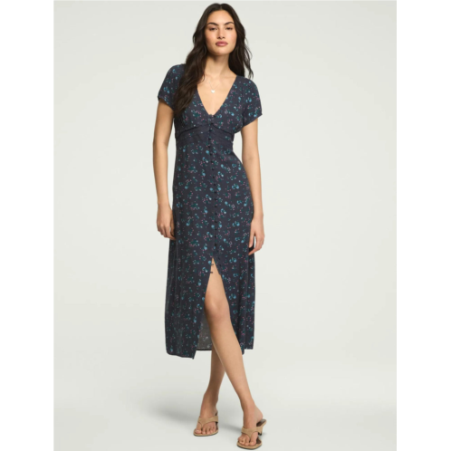 Lucky Brand womens lace trim simone midi dress