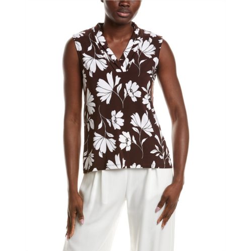 anne klein printed triple pleat top